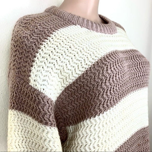 ASTORONE Women’s Sweater Plaid Brown cream sz L - Picture 4 of 8